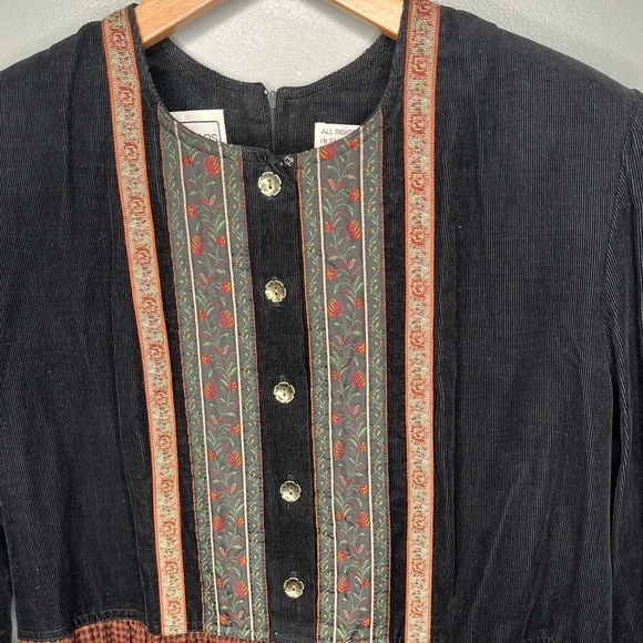 Karin Steven’s x Vintage 90’s Corduroy Harvest Plaid Check Prairie Dress - Picture 8 of 10